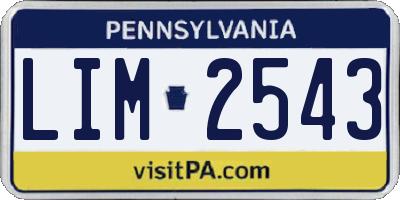 PA license plate LIM2543