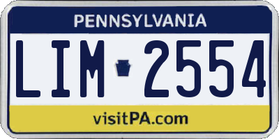 PA license plate LIM2554