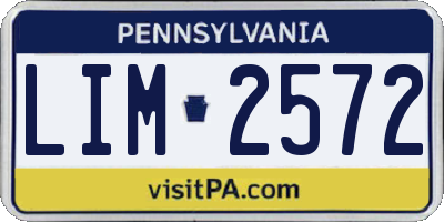 PA license plate LIM2572