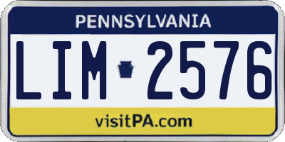 PA license plate LIM2576