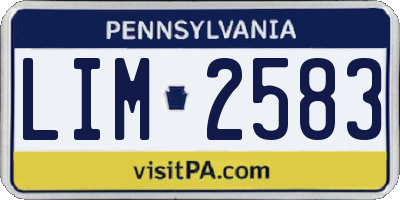 PA license plate LIM2583