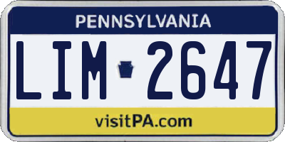 PA license plate LIM2647