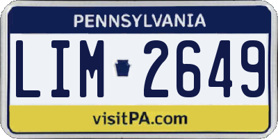PA license plate LIM2649