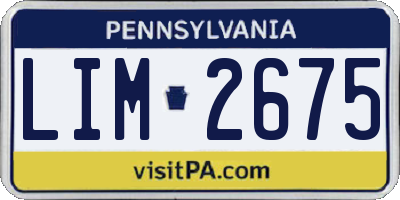 PA license plate LIM2675