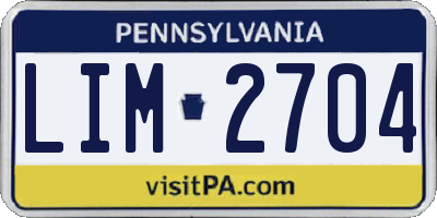 PA license plate LIM2704