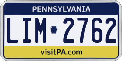 PA license plate LIM2762