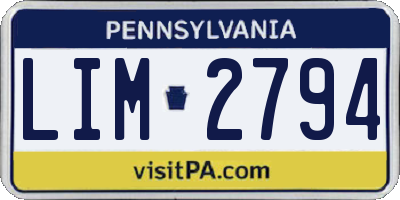 PA license plate LIM2794