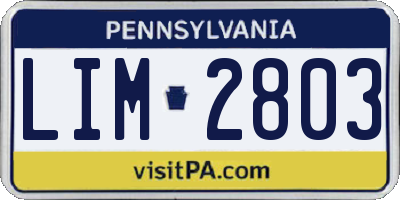 PA license plate LIM2803