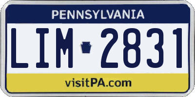 PA license plate LIM2831