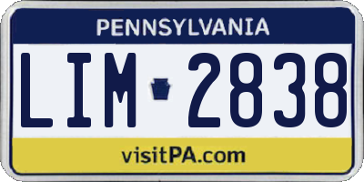 PA license plate LIM2838
