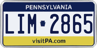 PA license plate LIM2865
