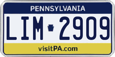 PA license plate LIM2909