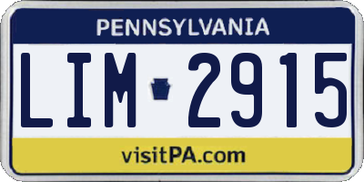 PA license plate LIM2915
