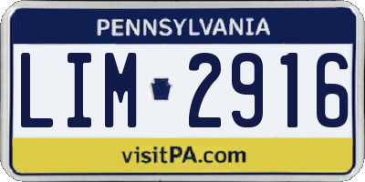 PA license plate LIM2916
