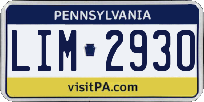 PA license plate LIM2930
