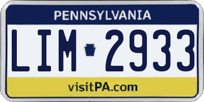 PA license plate LIM2933