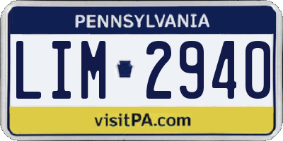 PA license plate LIM2940