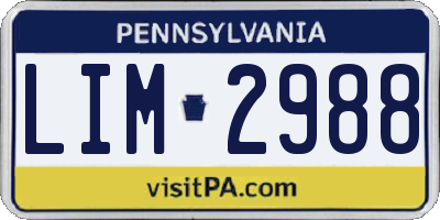 PA license plate LIM2988