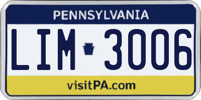 PA license plate LIM3006