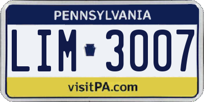 PA license plate LIM3007