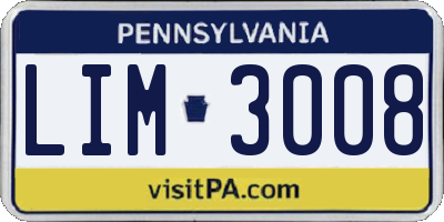 PA license plate LIM3008