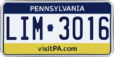 PA license plate LIM3016