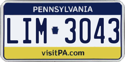 PA license plate LIM3043