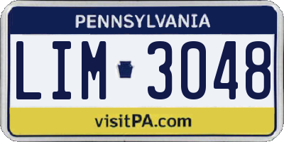 PA license plate LIM3048