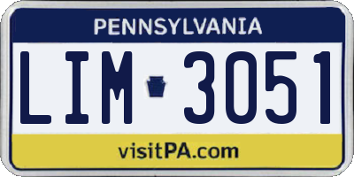 PA license plate LIM3051