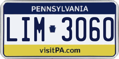 PA license plate LIM3060