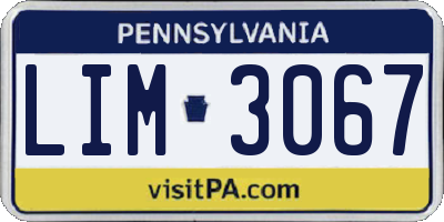 PA license plate LIM3067