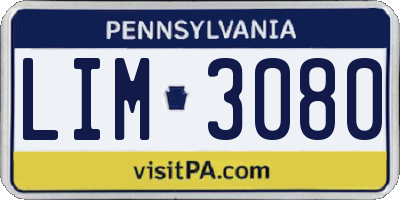 PA license plate LIM3080