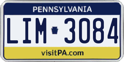 PA license plate LIM3084
