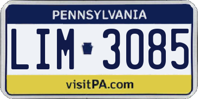 PA license plate LIM3085