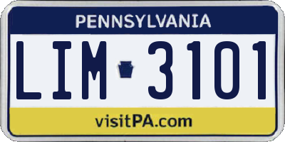 PA license plate LIM3101