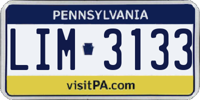 PA license plate LIM3133