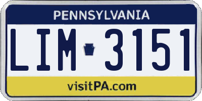 PA license plate LIM3151