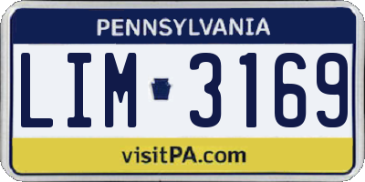 PA license plate LIM3169