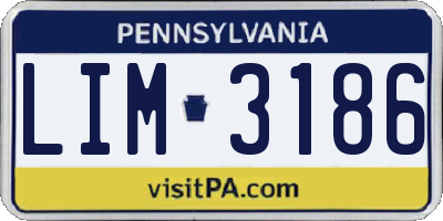 PA license plate LIM3186