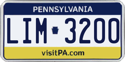 PA license plate LIM3200