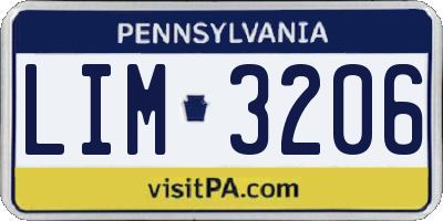 PA license plate LIM3206