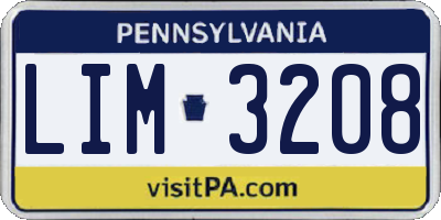 PA license plate LIM3208