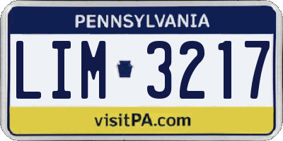 PA license plate LIM3217