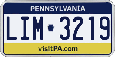 PA license plate LIM3219