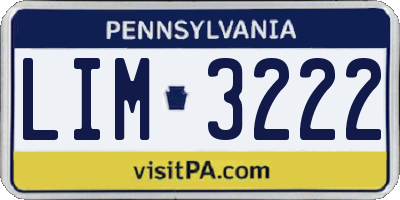 PA license plate LIM3222