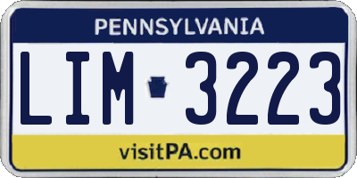 PA license plate LIM3223