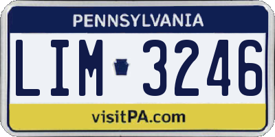 PA license plate LIM3246