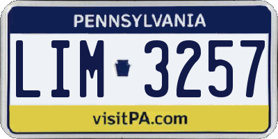 PA license plate LIM3257