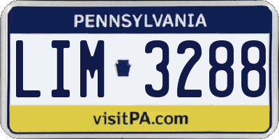 PA license plate LIM3288