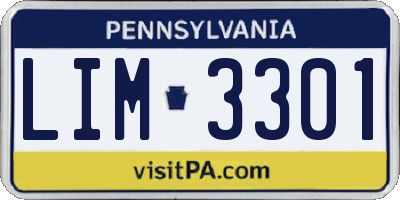 PA license plate LIM3301
